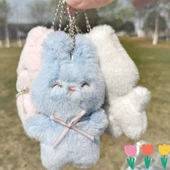 Peluş Tavşan Broş Anahtarlık Çanta Süsü - Beyaz Tavşan Aksesuar Açılışı - 9