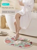 Diyatomlu Banyo Paspası - 50x80cm - Rose Life Yeşil Desenli - 3