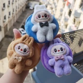 Çizgi Film Şeker Renkli Labubu Dolgulu Bozuk Para Cüzdanı Anahtarlık - Mor 10cm - 2