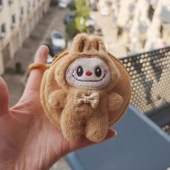 Çizgi Film Şeker Renkli Labubu Dolgulu Bozuk Para Cüzdanı Anahtarlık - Açık Kahverengi 10cm - 1