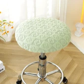 Yuvarlak Tabure Kılıfı - Harf Desenli Yeşil - 33-38cm - 1