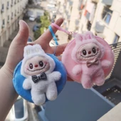Çizgi Film Şeker Renkli Labubu Dolgulu Bozuk Para Cüzdanı Anahtarlık - Açık Kahverengi 10cm - 3