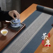 Çin Tarzı Su Geçirmez Çay Masa Örtüsü PVC Zen - Kahverengi 30x300 cm - 2