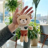 Ayıcık Anahtarlık Kolye - Kalpsiz Altın Tokalı Yeşil Elbiseli 15cm - 5