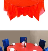 Ekstra Kalın PE Plastik Tek Kullanımlık Masa Örtüsü - Kırmızı - 160x160cm - 2'li Paket (20 Adet) - 9