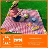 Kamp Tek Kullanımlık Masa Örtüsü 2.2m Kırmızı Kareli Taşınabilir thumbnail 1