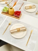PVC Bronz Lotus Amerikan Servisi - Dikdörtgen Altın ve Gümüş - 45x30cm - 2 Adet - 3