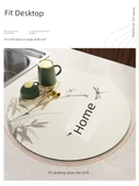 Çin İ mürekkebi Desenli Çay Altlığı - Lotus Pond Yaqu - 35x35cm - Anında Su Emici thumbnail 5
