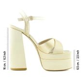 Erkan Saçmacı Whitney Ten Saten Önü Arkası Açık Çift Platformlu Bantlı Kalın Topuklu Abiye Ayakkabı - 2
