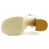 Erkan Saçmacı Whitney Ten Saten Önü Arkası Açık Çift Platformlu Bantlı Kalın Topuklu Abiye Ayakkabı - 6