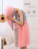 Pamuklu Giyilebilir Emici Banyo Eteği - Kırmızı Banyo Eteği + Saç Bonesi + Havlu 130*80cm (Orta) - 10
