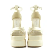 Erkan Saçmacı Celine Ten Saten Önü Açık Çapraz Bantlı Çift Platformlu Kalın Topuklu Abiye Ayakkabı - 4