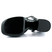 Erkan Saçmacı Whitney Siyah Saten Arkası Açık Çift Platformlu Bantlı Kalın Topuklu Abiye Ayakkabı - 6