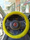 Yumuşak Tüylü Peluş Direksiyon Kılıfı Sarı - 2