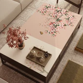 Çin Tarzı Su Geçirmez PVC Masa Örtüsü - Jiyan Çiçek Dalı-Koyun Postu Desenli 70x130cm thumbnail 2