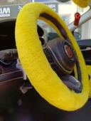 Yumuşak Tüylü Peluş Direksiyon Kılıfı Sarı - 5