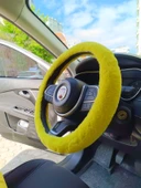 Yumuşak Tüylü Peluş Direksiyon Kılıfı Sarı - 3