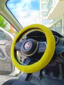 Yumuşak Tüylü Peluş Direksiyon Kılıfı Sarı - 4