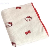Hello Kitty Mercan Polar Havlu - Kilit Kenarlı KT Miyav Banyo Havlusu - 6