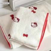 Hello Kitty Mercan Polar Havlu - Kilit Kenarlı KT Miyav Banyo Havlusu - 4