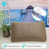 Yazlık Buz İpek Rattan Yastık Kılıfı 48cm x 74cm - Çift Taraflı Çapraz Buz Desenli - 2