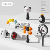 Siyah Beyaz Görsel Uyarım Kartları - Tam Eğitim 6 Parça Set [Yumuşak Kauçuk Dambıl + Çıngırak + Küçük Kum Çekiç + Kum Yumurta + Çıngırak Çubuğu] - 1