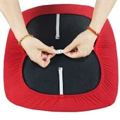 2'li Düz Renk Lastikli Sandalye Kılıfı 40x40cm - Siyah - 3