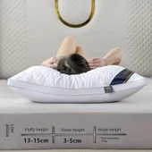 Otel Tipi Yastık - Çift Taraflı Kapitone Beyaz Alçak Yastık (2 Adet) - 1