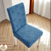 Universal Esnek Sandalye Kılıfı - Tavus Kuşu Mavi (Kalınlaştırılmış Rattan Mavi Gri) - 1