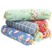 Silindir Pelin Otu Boyun Yastığı - Mor Kareli 9cm x 52cm - 6