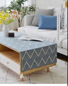 Nordik Pamuklu Keten Sehpa Örtüsü - Açık Yeşil 50x150cm - 7