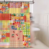 Retro Su Geçirmez Duş Perdesi - Yama İşli Ekose - 120x180 cm - 5