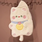Şanslı Kedi Desenli El Havlusu - Haki - Çift Katmanlı - 33x1x28mm - 11