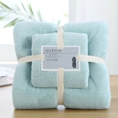 Mercan Polar Havlu Seti - Yeşil 35x75 El Havlusu + 70x140 Banyo Havlusu - 1