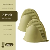 Isıya Dayanıklı Silikon Fırın Eldiveni ve Tutacak - Matcha Yeşili (2 Adet) - 1