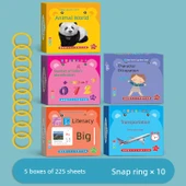 Eğitici Kartlar - Hayvanlar + Taşıtlar + Resimli Okuma Yazma + Meslekler + Sayılar (5 Kutu, 450 Desen) thumbnail 1