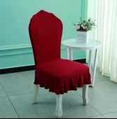 Yüksek Sırtlıklı Sandalye Kılıfı - Avrupa Dantelli - Bordo (Şarap Kırmızısı) - 1