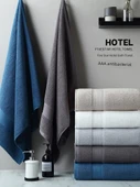 Antibakteriyel Otel Tipi Pamuklu Banyo Havlusu Seti - Açık Gri İki Parça - 70x150cm - 2