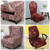 Yüksek Sırtlıklı Sandalye Kılıfı - Avrupa Dantelli - Kahve (Emgrand) - 6