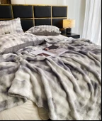 Tavşan Peluş Mercan Polar Battaniye - Halo Zarif Gri - 200x230cm - 8