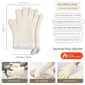 Isıya Dayanıklı Silikon Fırın Eldiveni - Krem Beyaz 2'li thumbnail 1