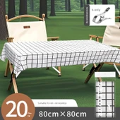 Kamp Tek Kullanımlık Masa Örtüsü Siyah Beyaz Izgara 0.8x0.8m [10'lu Paket] - 1