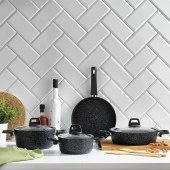 Schafer Rock Granit Tencere Seti 7 Parça-Siyah - 1