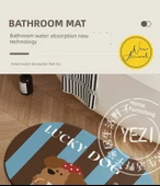 Çizgili Köpek Desenli Diatomit Banyo Paspası - 60x90cm - 7