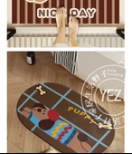 Çizgili Köpek Desenli Diatomit Banyo Paspası - 60x90cm - 9