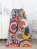 Pamuklu Gazlı Kanepe Örtüsü - Püsküllü Sarı Kelebek Desenli - 80x160cm - 4