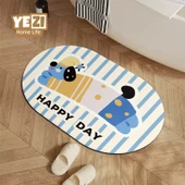 Dalga Noktalı Köpek Desenli Diatomit Banyo Paspası - 50x80cm - 4
