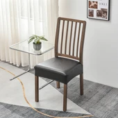 Su Geçirmez PU Deri Yemek Sandalyesi Kılıfı - Yumuşak Sarı - Küçük (36-46cm) - 6