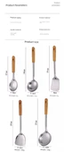 Kalın Paslanmaz Çelik Mutfak Gereçleri - Spatula, Kevgir ve Kaşık - 9