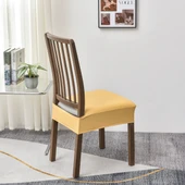Su Geçirmez PU Deri Yemek Sandalyesi Kılıfı - Yumuşak Sarı - Küçük (36-46cm) - 1